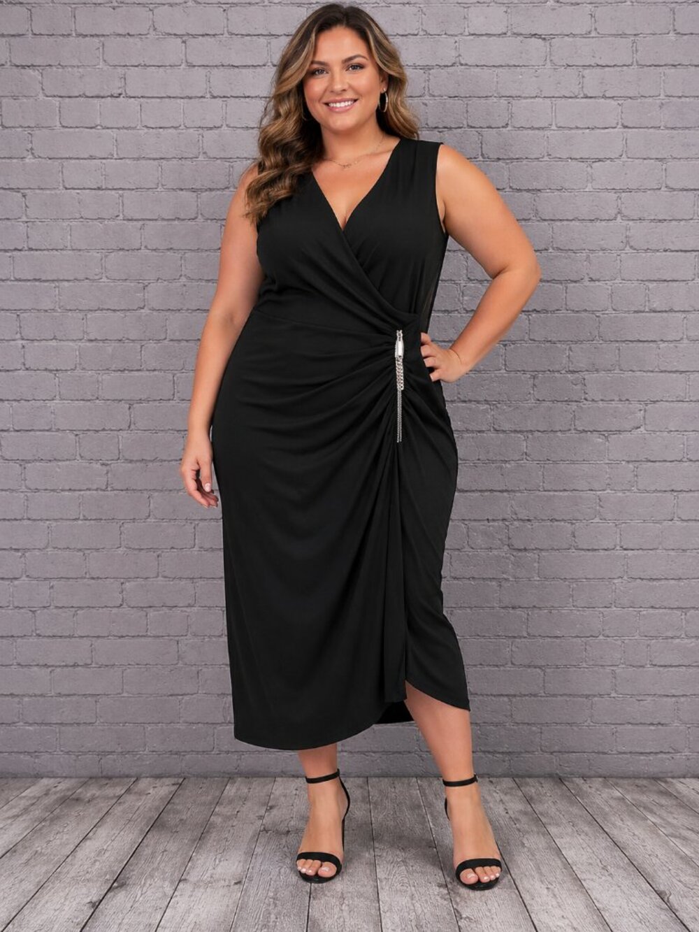 Chico's Dress Black‎ Solid Zip Knit Kit Size 2 L 12 NWT